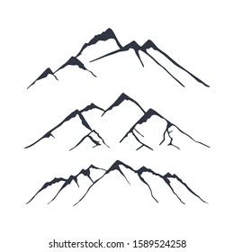Mountains set. Hand drawn rocky peaks. Vector illustration