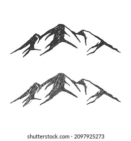 Mountains set. Hand drawn rocky peaks. Vector illustration