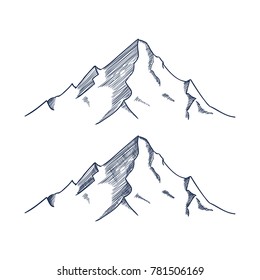 Mountains set. Hand drawn rocky peaks. Vector illustration