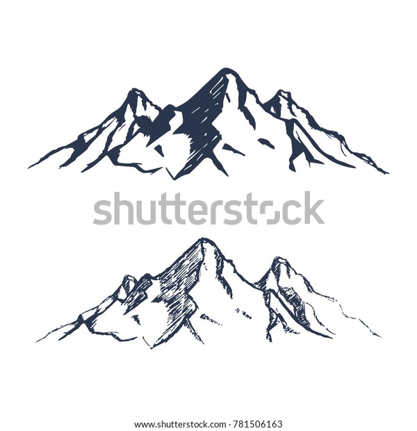 Mountains set. Hand drawn rocky peaks.\
Vector illustration