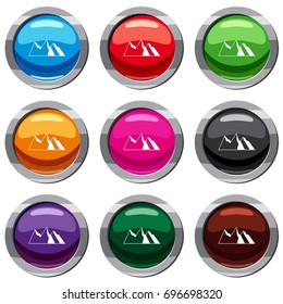 Mountains set icon isolated on white. 9 icon collection vector illustration
