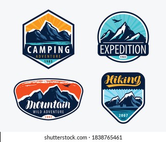 Mountains set labels. Mountaineering, climbing concept vector illustration