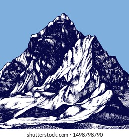 Mountains shapes illustration. Hand-drawn vector hills, rocky landscape for your logo design.