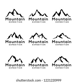 Mountains shapes vector set for design.  Isolated on white background.