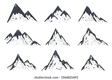 Mountains shapes vector set isolated on a white background.
