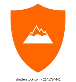 Montañas y escudo en blanco