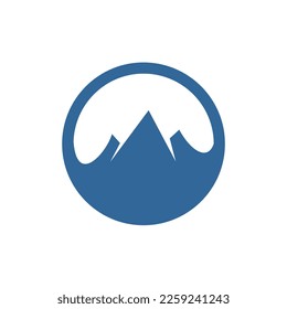 Mountains silhouette in the circle shape logo design	
