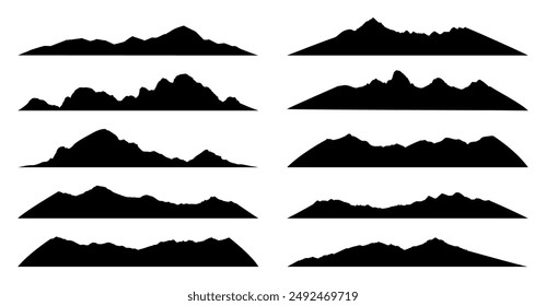 Mountains silhouette collection on white background