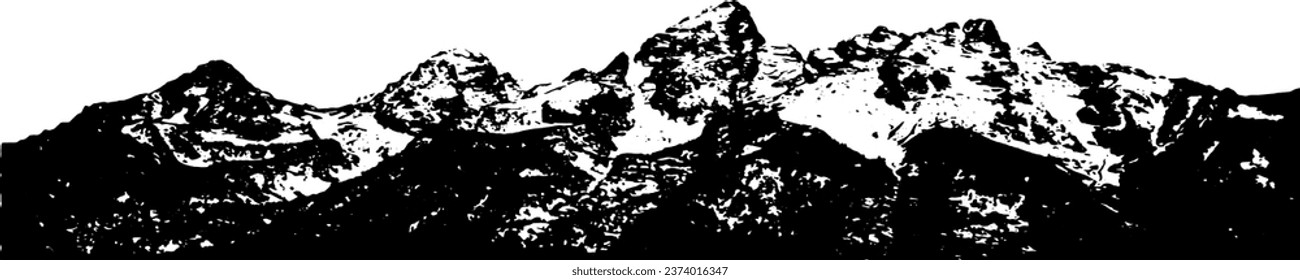 Mountains silhouette isolated on transparent background. Vector illustration.