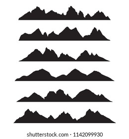 Mountains Silhouette Landscape in Panoramic Illustration Set