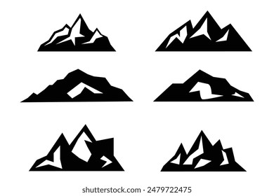 Mountains silhouette set. Mountain vector set graphic clipart. Cartoon flat vector illustrations isolated on white background. Hand drawn vector illustration.