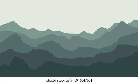 mountains silhouette template landscape element outdoor. Panorama hills background  with mountain peaks