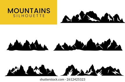 Mountains Silhouette Vector Set Illustration