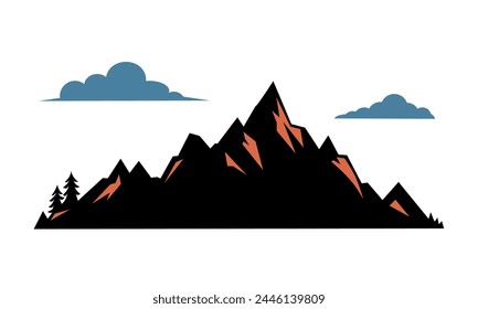 mountains silhouette,mountain vector on white background editable 