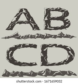 mountains silhouettes font, vector illustrator