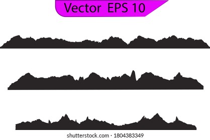 Mountains silhouettes on the transparent  background. Vector set of outdoor design elements. High resolution. EPS 10