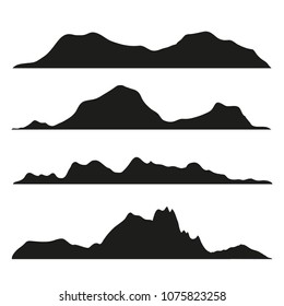 Mountains silhouettes on the white background.Set of elements.Vector illustration.