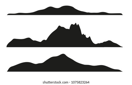Mountains silhouettes on the white background.Set of elements.Vector illustration.