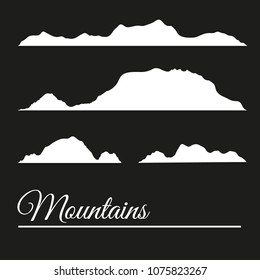 Mountains silhouettes on the white background.Set of elements.Vector illustration.