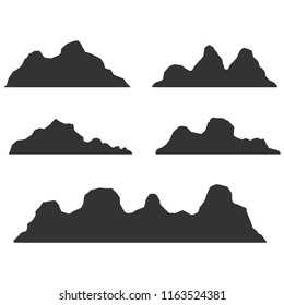 Mountains silhouettes on the white background. Vector illustration.