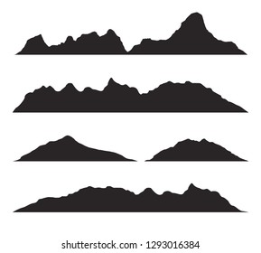 Mountains silhouettes on the white background. Vector set of outdoor design elements.