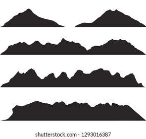 Mountains silhouettes on the white background. Vector set of outdoor design elements.