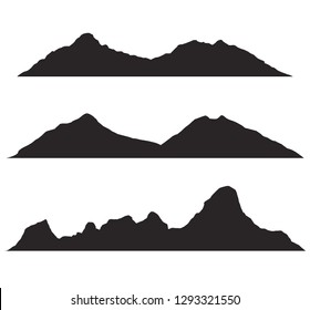 Mountains silhouettes on the white background. Vector set of outdoor design elements.