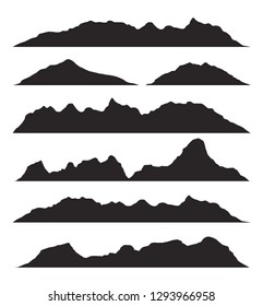 Mountains silhouettes on the white background. Vector set of outdoor design elements.