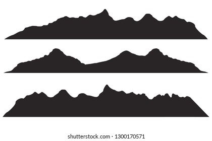 Mountains silhouettes on the white background. Vector set of outdoor design elements.