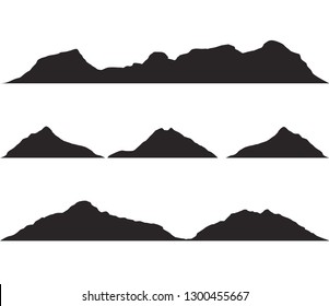 Mountains silhouettes on the white background. Vector set of outdoor design elements.