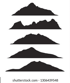 Mountains silhouettes on the white background. Vector set of outdoor design elements.