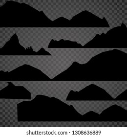 Mountains silhouettes on the white background. Vector set of outdoor design elements.