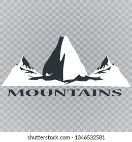 Mountains silhouettes on the white background. Vector set of outdoor design elements.
