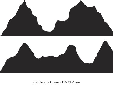 Mountains silhouettes on the white background. Vector set of outdoor design elements