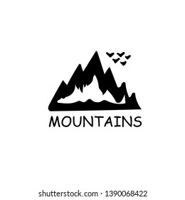 Mountains silhouettes on the white background. Vector set of outdoor design elements.