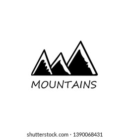 Mountains silhouettes on the white background. Vector set of outdoor design elements.