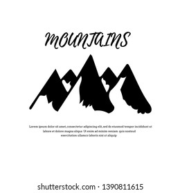 Mountains silhouettes on the white background. Vector set of outdoor design elements.
