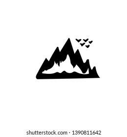 Mountains silhouettes on the white background. Vector set of outdoor design elements.