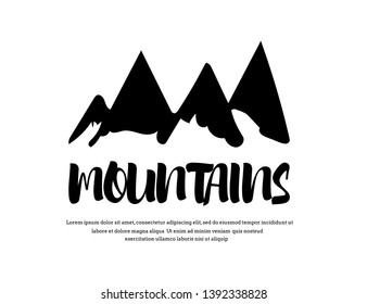Mountains silhouettes on the white background. Vector set of outdoor design elements.