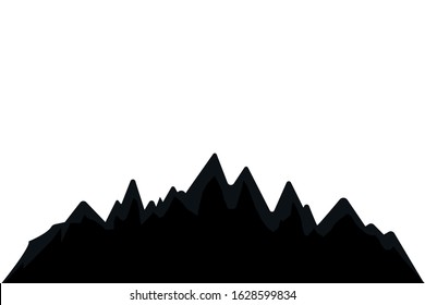 Mountains silhouettes on the white background. Vector set of outdoor design elements