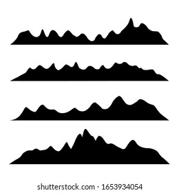 Mountains silhouettes on the white background. Vector set of outdoor design elements