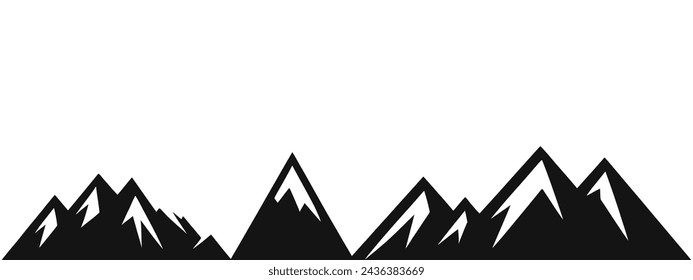 Mountains silhouettes on the white background. Vector set of outdoor design elements