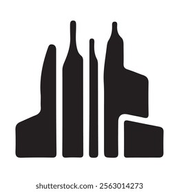 Mountains silhouettes on the white background. Vector set of outdoor design elements.
