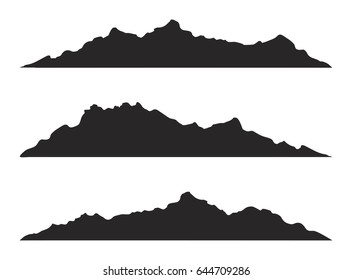 Mountains silhouettes on a white background. Vector set of outdoor design elements.