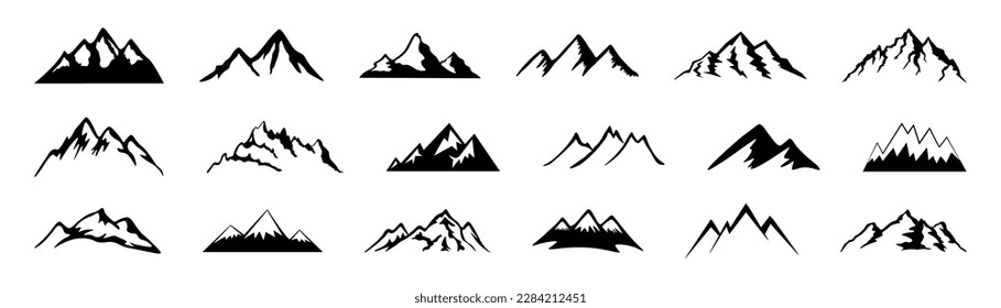 Mountains silhouettes set. mountain icons set.