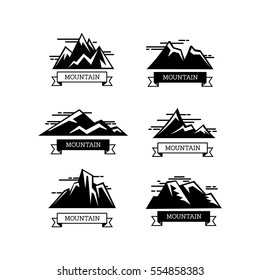 Mountains silhouettes vector illustration. Mountain set for outdoor leisure hiking travel
