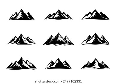 Mountains simple and clean silhouette of nature design vector illustration bundle.