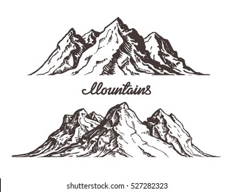 Mountains sketch. Hand drawn vector illustration