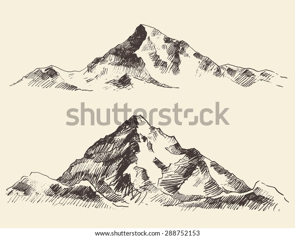 Mountains Sketch Hand Drawn Vector Illustration Stock Vector (Royalty ...