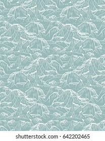 Mountains sketch Seamless pattern. Hand drawn Rocks. Mountain Landscape Background. Vector illustration 